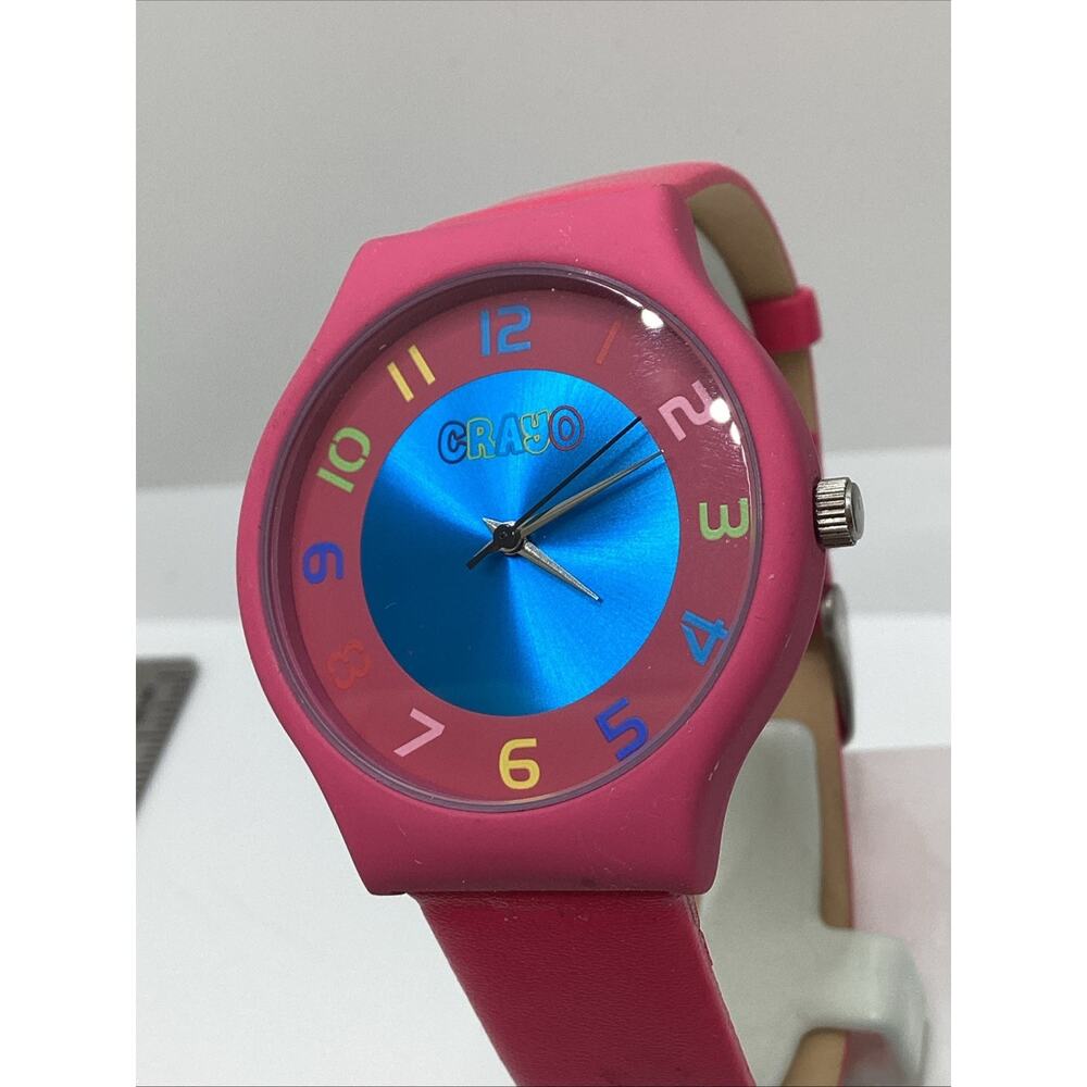 Crayo Jubilee Women's Minimalist Hot Pink Strap Quartz Watch CR4607 New Battery!